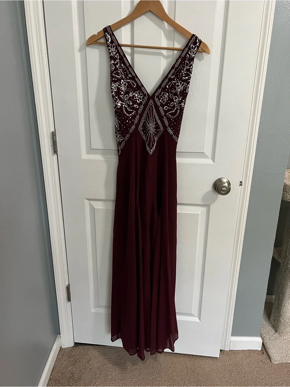 Abercrombie & Fitch beaded plunge maxi dress